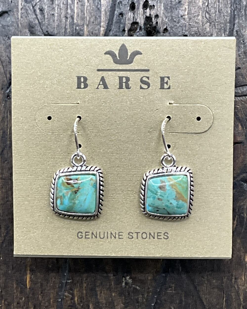 Barse Boulder Abstract Earrings- Turquoise-Silver- NWT